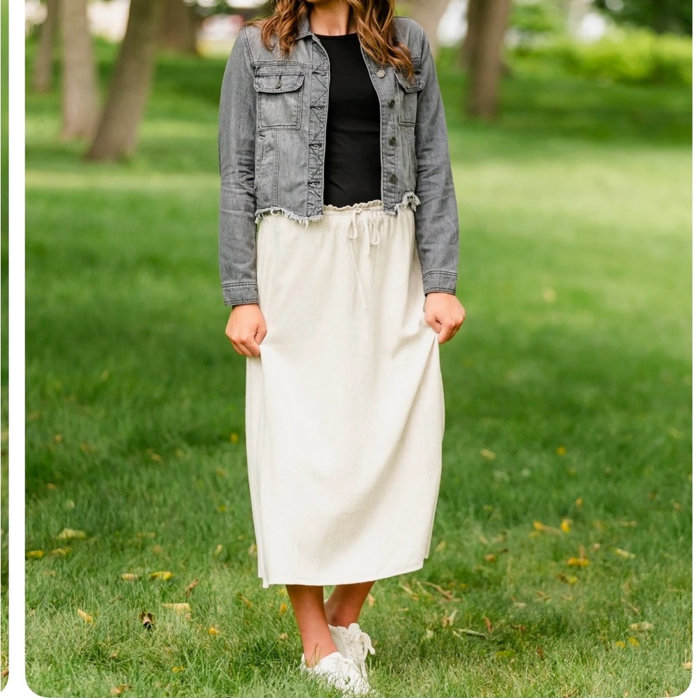 Linen Blend Maxi Skirt